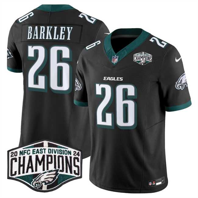 Mens Philadelphia Eagles #26 Saquon Barkley Black 2024 New NFC East Champions F.U.S.E. Vapor Untouchable Limited Stitched Jersey